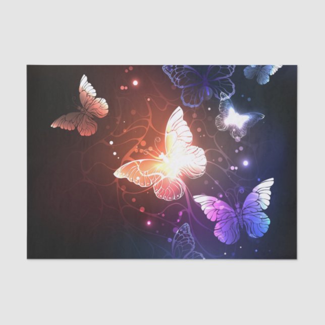 Glowing Night Butterflies Tissue Paper (Front)