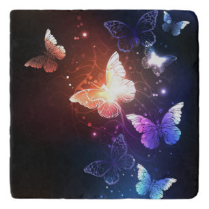 Glowing Night Butterflies Trivet