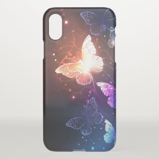 Glowing Night Butterflies Uncommon iPhone Case (Back)