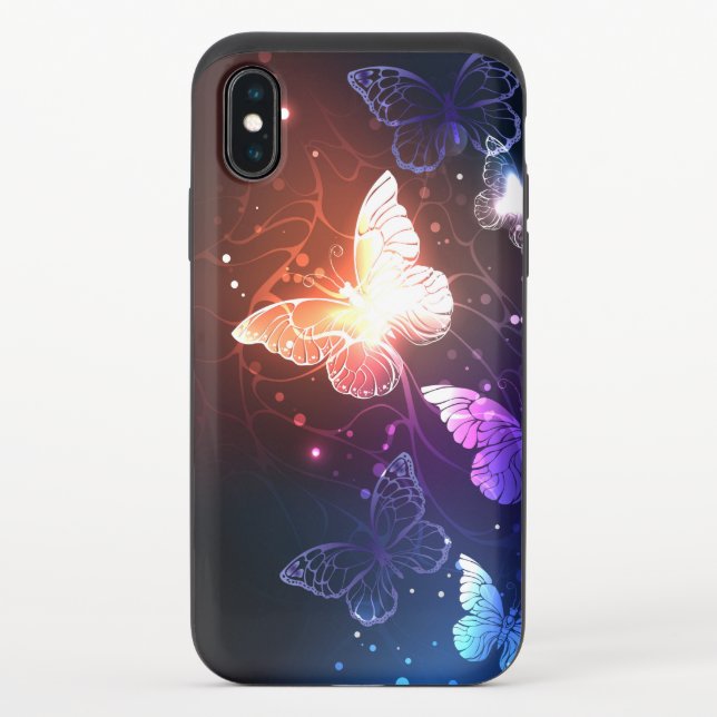 Glowing Night Butterflies Uncommon iPhone Case (Back)