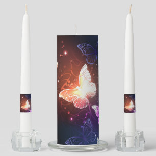 Glowing Night Butterflies Unity Candle Set