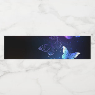 Glowing Night Butterflies Water Bottle Label