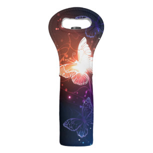 Glowing Night Butterflies Wine Bag