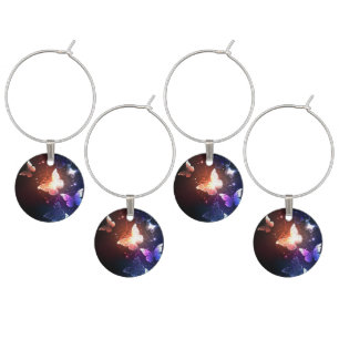 Glowing Night Butterflies Wine Charm