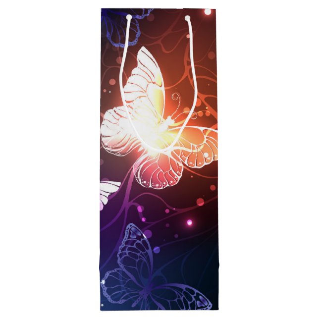 Glowing Night Butterflies Wine Gift Bag (Back)