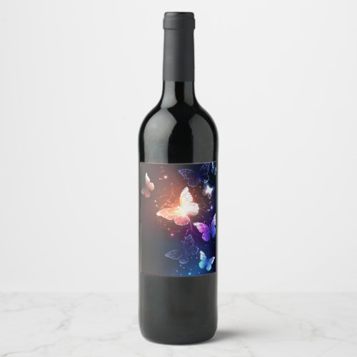 Glowing Night Butterflies Wine Label