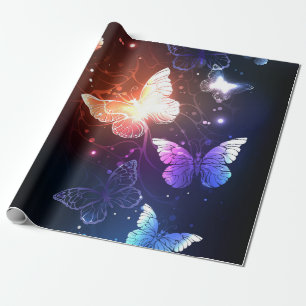 Glowing Night Butterflies Wrapping Paper