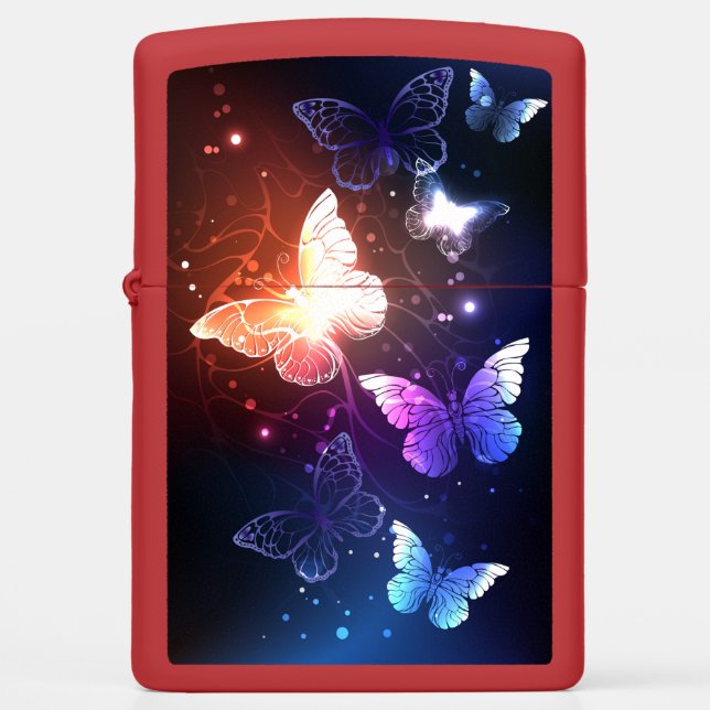 Glowing Night Butterflies Zippo Lighter (Front)