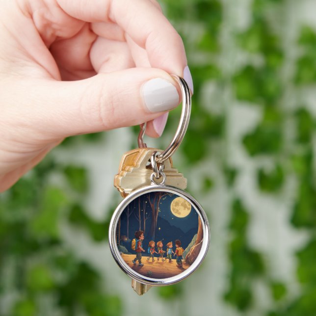 Glowing Nighttime Adventure with 5 Kids Keychain (Hand)