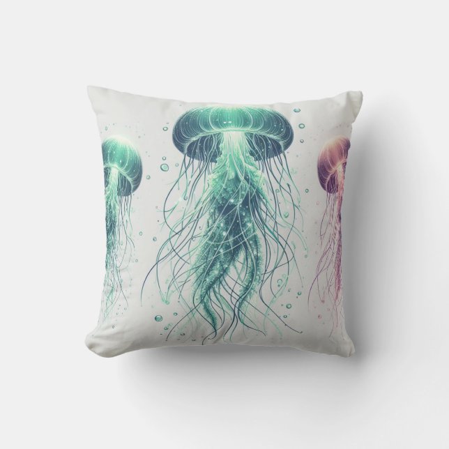Glowing Ocean: Jellyfish Inspired Throw Pillows (Front)