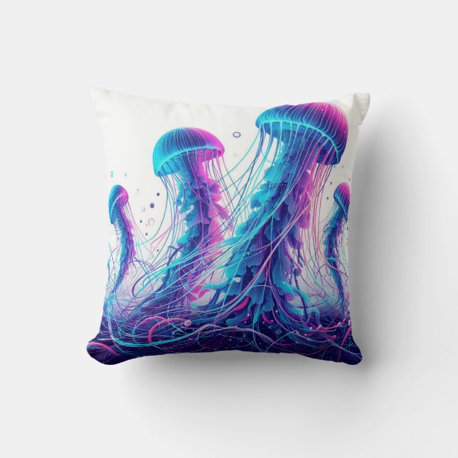 Glowing Ocean: Jellyfish Inspired Throw Pillows (Front)