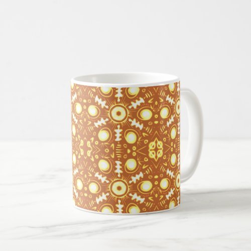 Glowing Ochre Scratch Art Abstract Tiled Pattern  Coffee Mug