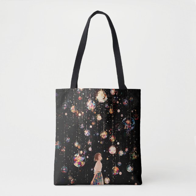 Glowing Orbs Starry Night  Tote Bag (Front)