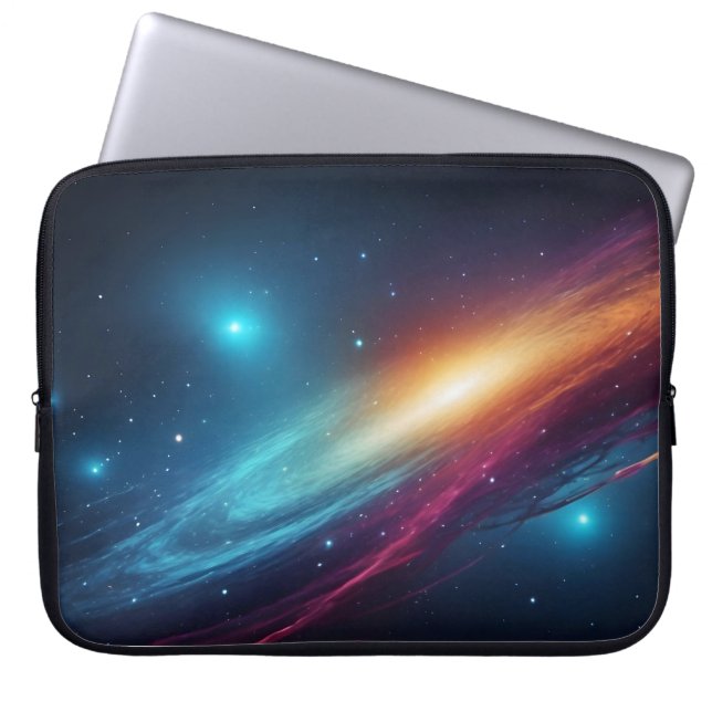 Glowing Outer Space Starry Sky Abstract Cosmos Laptop Sleeve (Front)