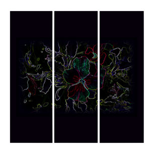 Glowing pansy contours triptych