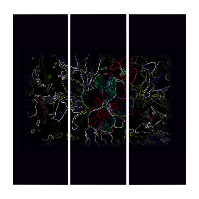Glowing pansy contours triptych (Front)