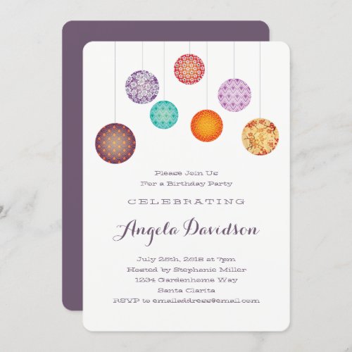 Glowing Paper Lanterns Birthday Plum Invitation