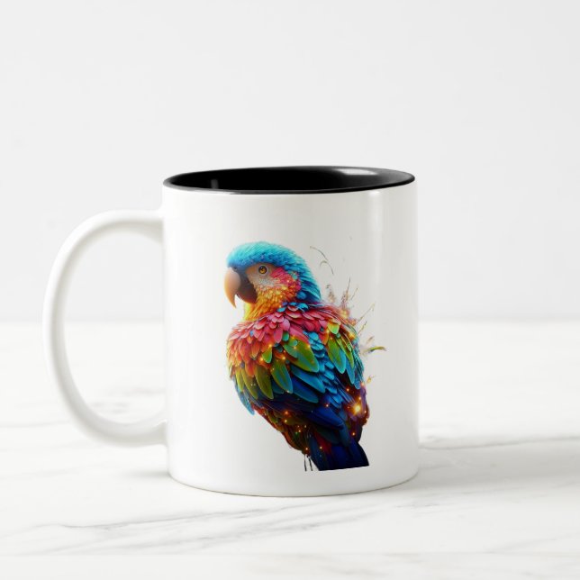 Glowing Parrot Two-Tone Coffee Mug (Left)