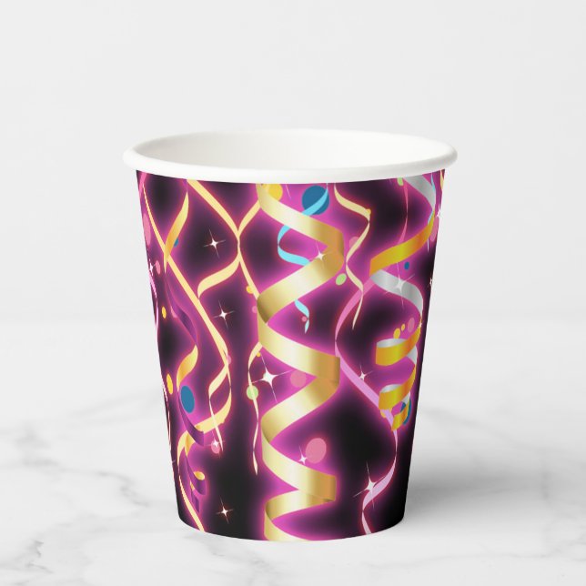 Glowing Party Ribbon Streamers Birthday Party Paper Cups (Front)