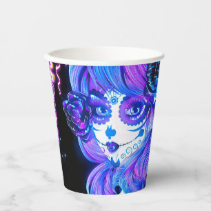 Glowing Party Ribbon Streamers Day of the Dead Paper Cups