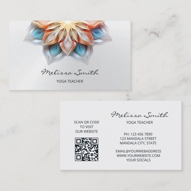 Glowing Pastel Colors Mandala Business Card (Front/Back)