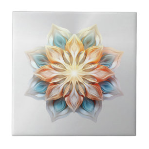 Glowing Pastel Colors Mandala Ceramic Tile