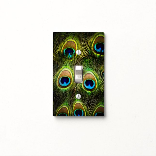 Glowing Peacock Feathers Light Switch Cover (In Situ)