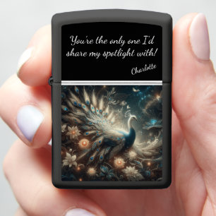 Glowing Peacock in an Ethereal Wonderland Zippo Lighter