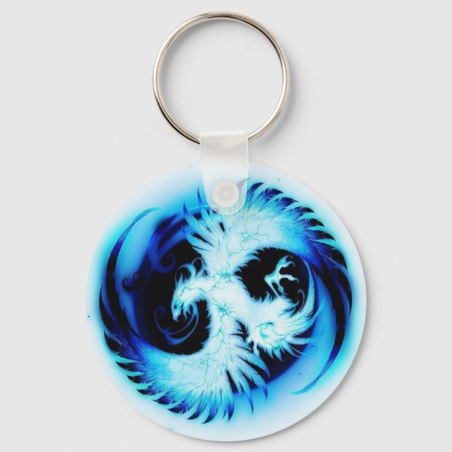 glowing phoenix blue keychain (Front)