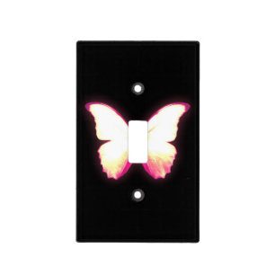 Glowing Pink Butterfly Light Switch Cover