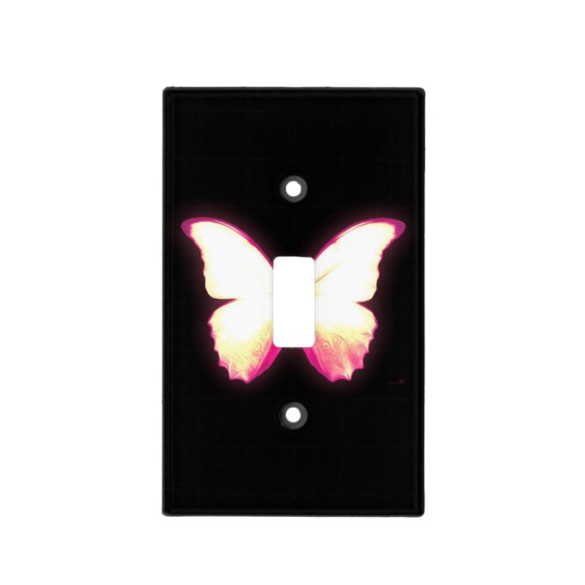 Glowing Pink Butterfly Light Switch Cover (Front)