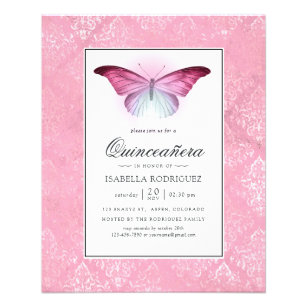 Glowing Pink Butterfly Quinceañera Flyer