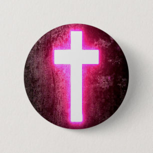 Glowing Pink Cross Beautiful Button