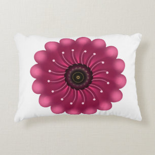 Glowing Pink Fantasy Flower Abstract Neon Floral Accent Pillow