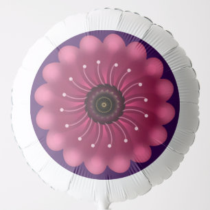 Glowing Pink Fantasy Flower Abstract Neon Floral Balloon