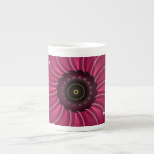 Glowing Pink Fantasy Flower   Abstract Neon Floral Bone China Mug