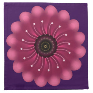 Glowing Pink Fantasy Flower Abstract Neon Floral Cloth Napkin