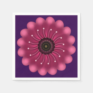 Glowing Pink Fantasy Flower Abstract Neon Floral Napkins