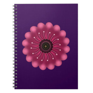 Glowing Pink Fantasy Flower   Abstract Neon Floral Notebook