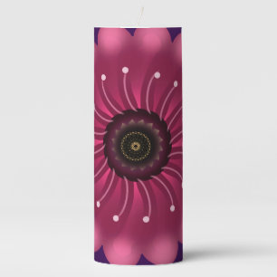 Glowing Pink Fantasy Flower Abstract Neon Floral Pillar Candle