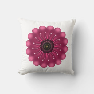 Glowing Pink Fantasy Flower Abstract Neon Floral Throw Pillow