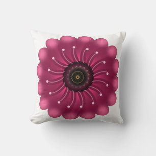 Glowing Pink Fantasy Flower   Abstract Neon Floral Throw Pillow