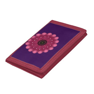 Glowing Pink Fantasy Flower   Abstract Neon Floral Trifold Wallet