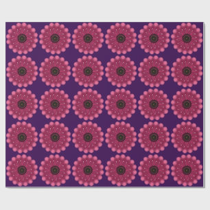 Glowing Pink Fantasy Flower   Abstract Neon Floral Wrapping Paper