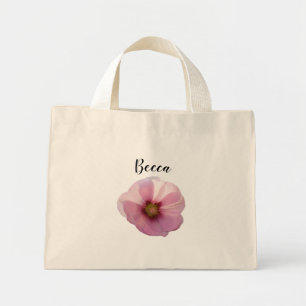 Glowing Pink Hollyhock Flower Personalized Mini Tote Bag