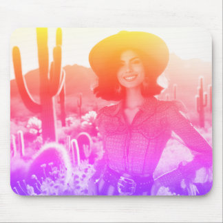 Glowing Pink Purple Blue + Red Woman On a Thick Mouse Pad