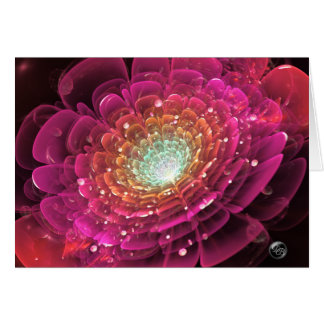 Glowing Pink Rose in Space Unique Digital Painting Cards