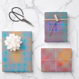 GLOWING PLAID WRAPPING PAPER