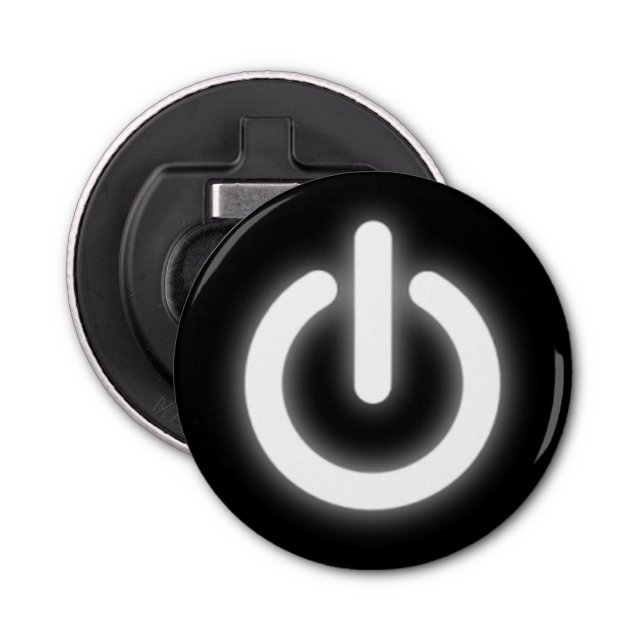 Glowing Power On Symbol Funny Bottle Opener (Front)