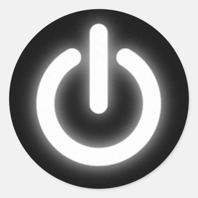 Glowing Power On Symbol Funny Classic Round Sticker (Front)